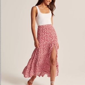 Abercrombie & Fitch Red Floral Maxi Skirt Sz M